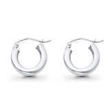 14K White Gold Real 3mm Lovely Plain Snap Closure Hoop Earrings Hinged 14mm 1gram