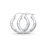 White Gold Diamond Cut 14K Real 3mm Snap Closure Hoop Earrings Hinged 1.3grams 20mm