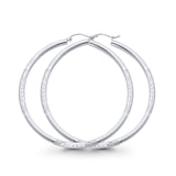 Diamond Cut 3mm Snap Closure Hoop Earrings Real 14K White Gold Hinged 3.2grams 48mm