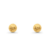 Full Diamond Cut Ball Post Earrings 14K Real Yellow Gold 0.7grams 5mm