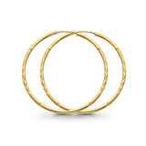 Real 14K Yellow Gold 1.5mm Diamond Cut Snap Closure Hoop Earrings Endless 1.1grams 28mm