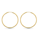 Real 14K Yellow Gold 1.5mm Diamond Cut Snap Closure Hoop Earrings Endless 1.1grams 28mm