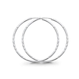 14K White Gold Real Diamond Cut 1.5mm Snap Closure Hoop Earrings Endless 1.1grams 28mm