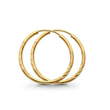 Diamond Cut 14K Yellow Gold Real Snap Closure Hoop 1.5mm Earrings Endless 0.9grams 23mm
