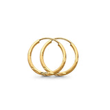 Real 14K Yellow Gold Diamond Cut 1.5mm Snap Closure Hoop Earrings Endless 0.6gram 17mm
