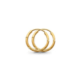 Diamond Cut Real 14K Yellow Gold 1.5mm Snap Closure Hoop Earrings Endless 0.5gram 15mm