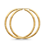 Real 14K Yellow Gold Diamond Cut 2mm Snap Closure Hoop Earrings Endless 2grams 40mm