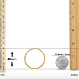 Real 14K Yellow Gold Diamond Cut 2mm Snap Closure Hoop Earrings Endless 2grams 40mm