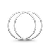 1.4grams 30mm Real 14K White Gold Diamond Cut 2mm Snap Closure Hoop Earrings Endless