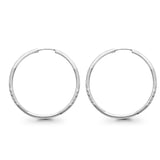 1.4grams 30mm Real 14K White Gold Diamond Cut 2mm Snap Closure Hoop Earrings Endless