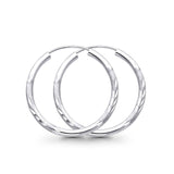 14K White Gold Diamond Cut Real 2mm Snap Closure Earrings Endless 1.2grams 25mm