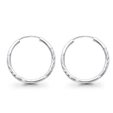 14K White Gold Diamond Cut Real 2mm Snap Closure Earrings Endless 1.2grams 25mm
