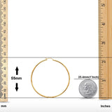 14K Yellow Gold Diamond Cut Real 2mm Snap Closure Hoop Earrings Hinged 2.7grams 55mm