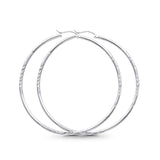 14K White Gold Diamond Cut Real 2mm Snap Closure Earrings Hinged 2.7grams 55mm