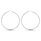 14K White Gold Diamond Cut Real 2mm Snap Closure Earrings Hinged 2.7grams 55mm