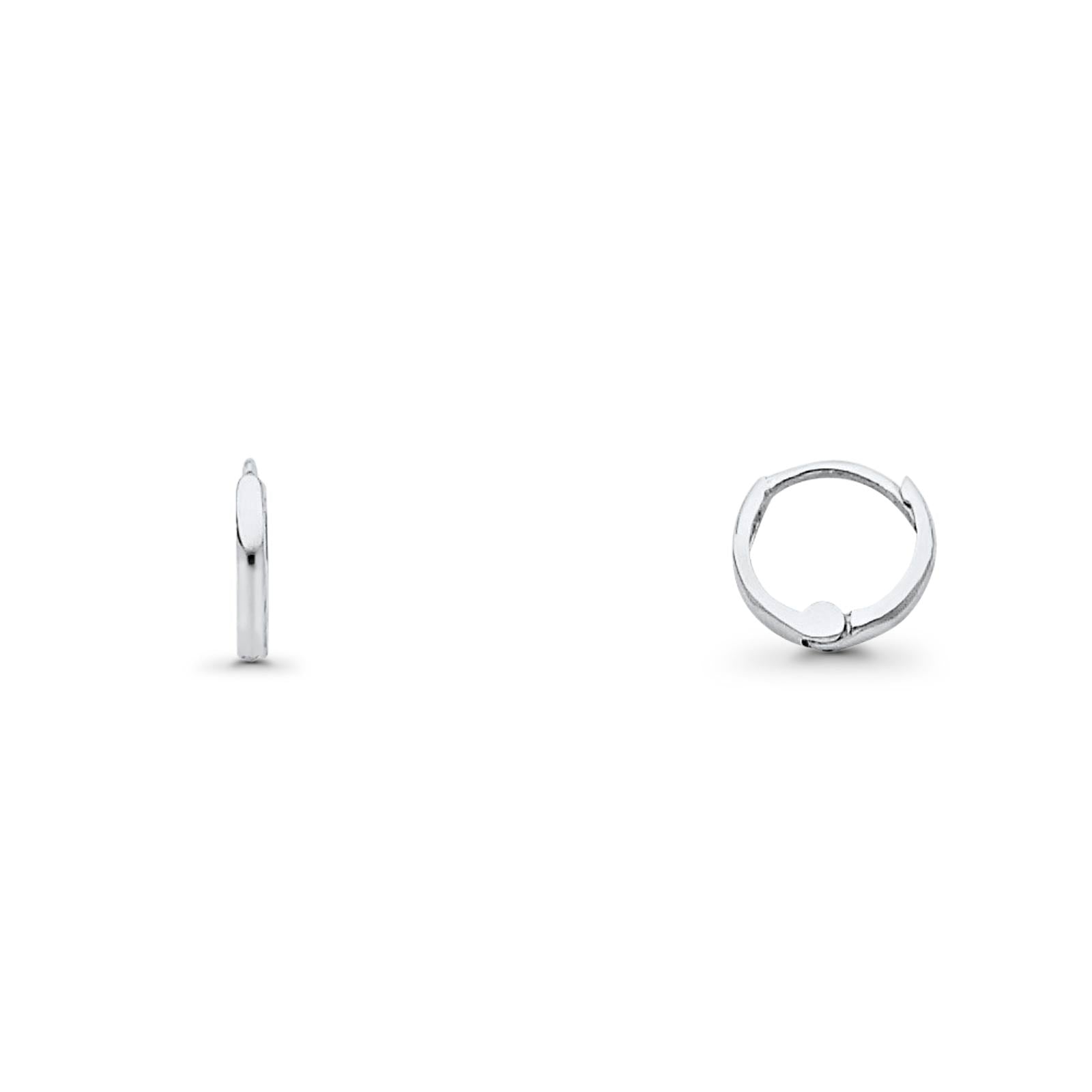 Real White Gold 14K 1.5mm Lovely Huggies Earrings Hinged 0.5grams 8mm