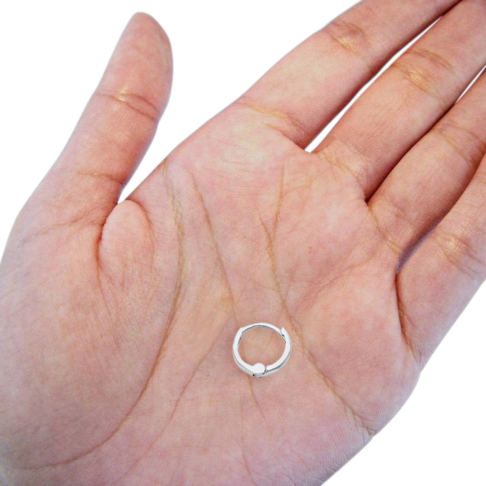 Real White Gold 14K 1.5mm Lovely Huggies Earrings Hinged 0.5grams 8mm