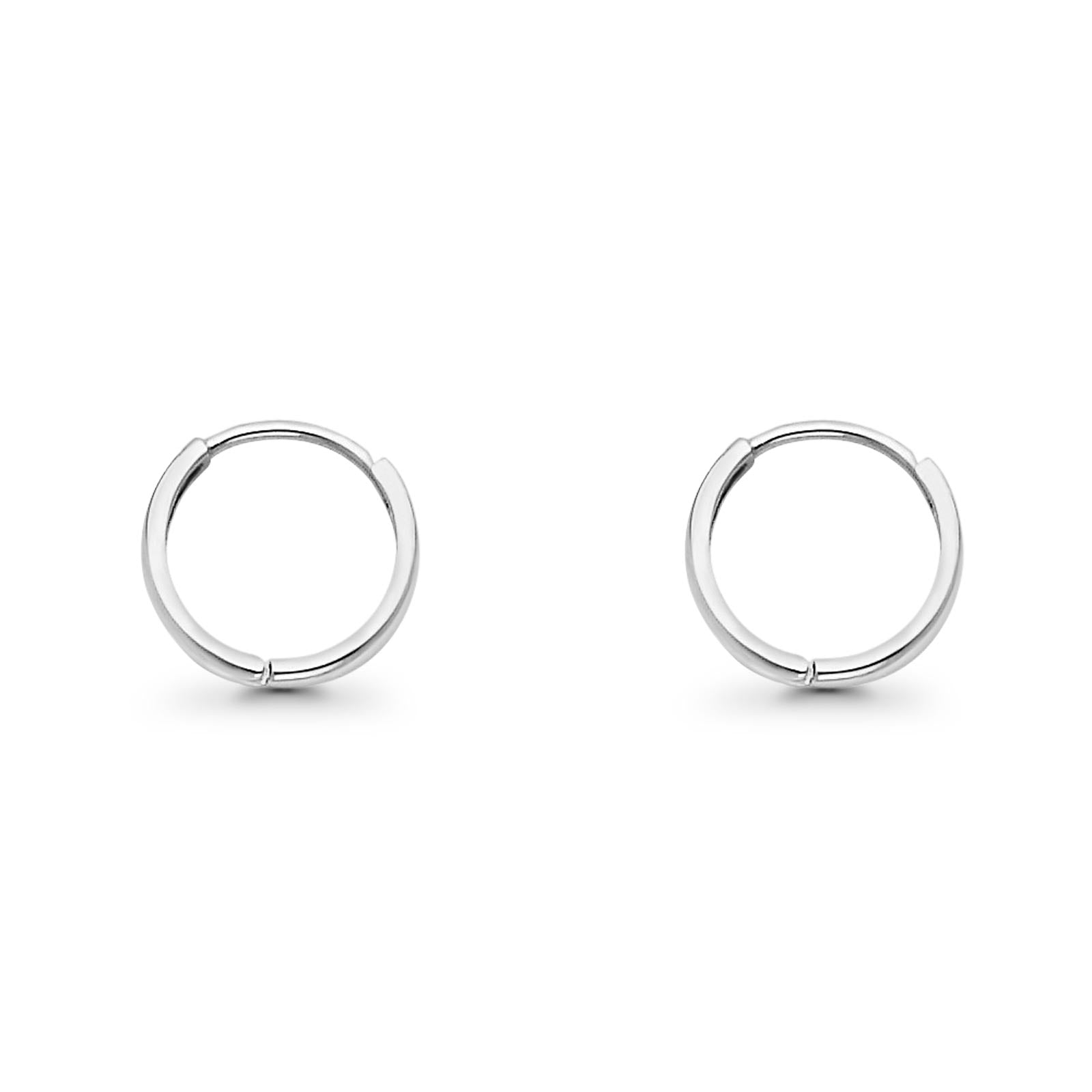 Attractive 14K White Gold Real 2mm Huggies Earrings Hinged 0.8gram 11mm