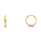 14K Yellow Gold Real 2mm Beautiful Plain Huggies Earrings Hinged 1gm 13mm