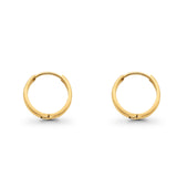 14K Yellow Gold Real 2mm Beautiful Plain Huggies Earrings Hinged 1gm 13mm