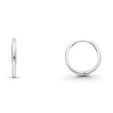 14K White Gold Real 2mm Plain Gorgeous Huggies Earrings Hinged 1.5gms 15mm