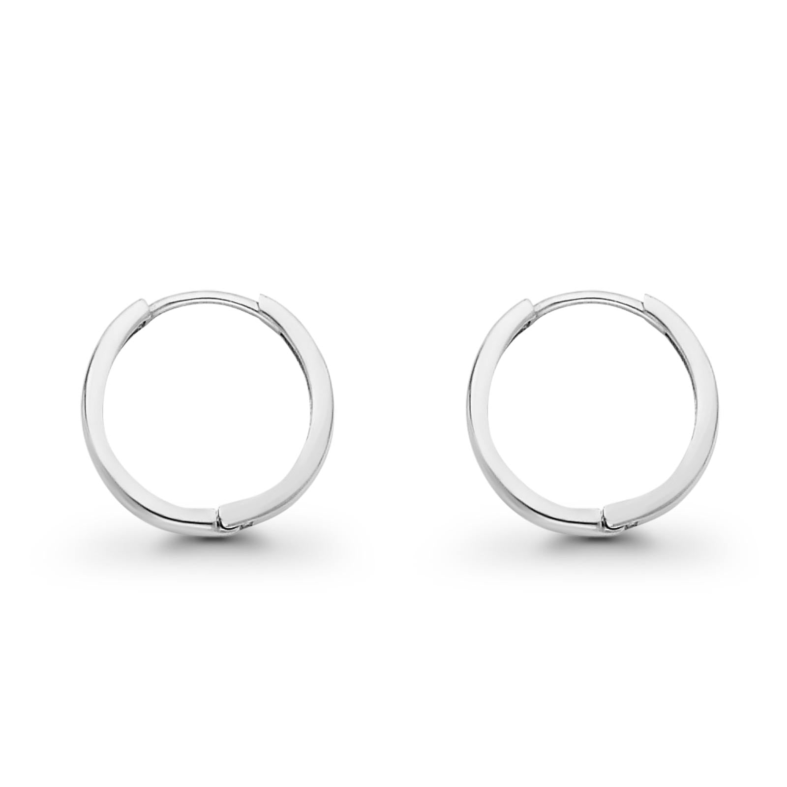 14K White Gold Real 2mm Plain Gorgeous Huggies Earrings Hinged 1.5gms 15mm
