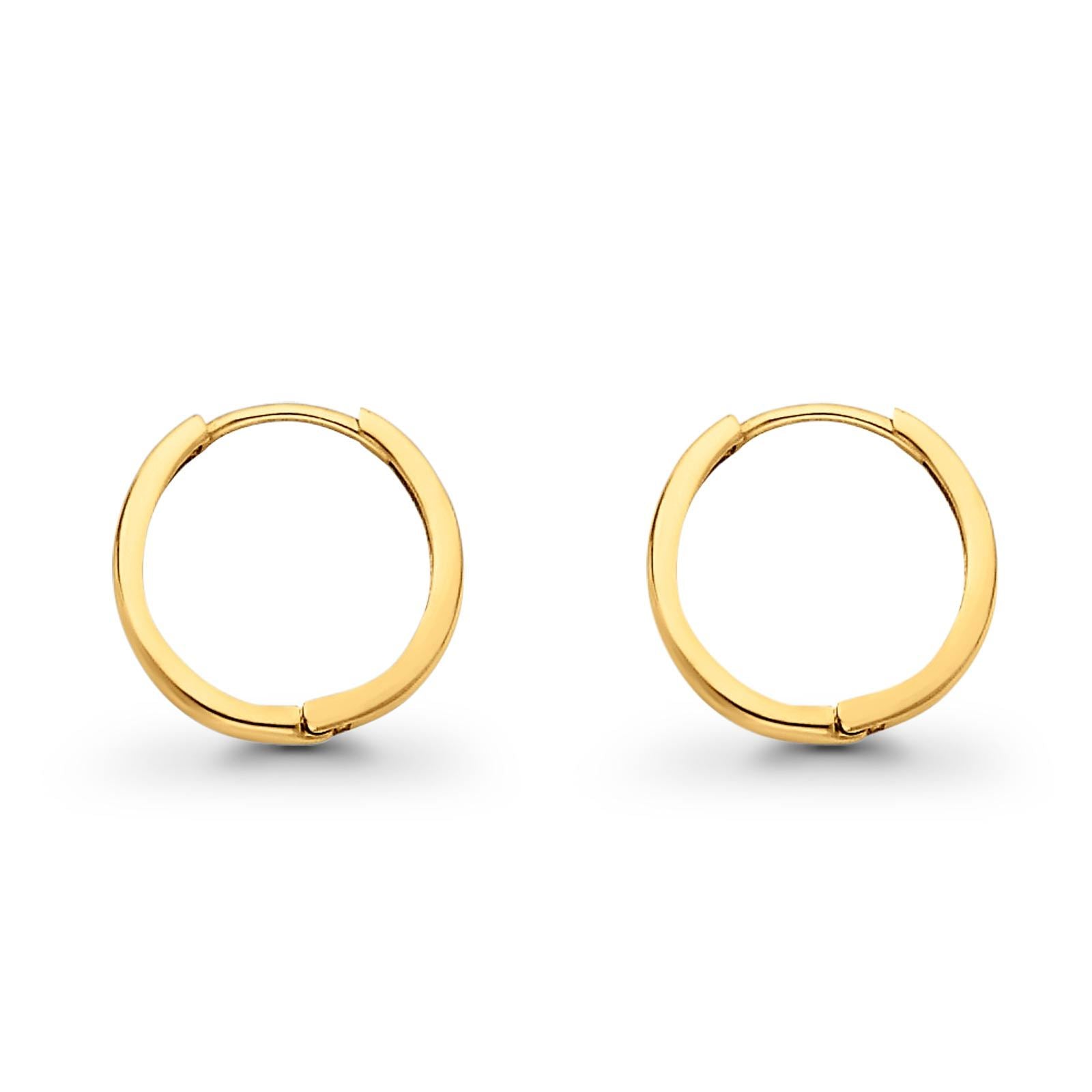 14K Yellow Gold Real 2mm Plain Fancy Huggies Earrings Hinged 1.5grams 15mm