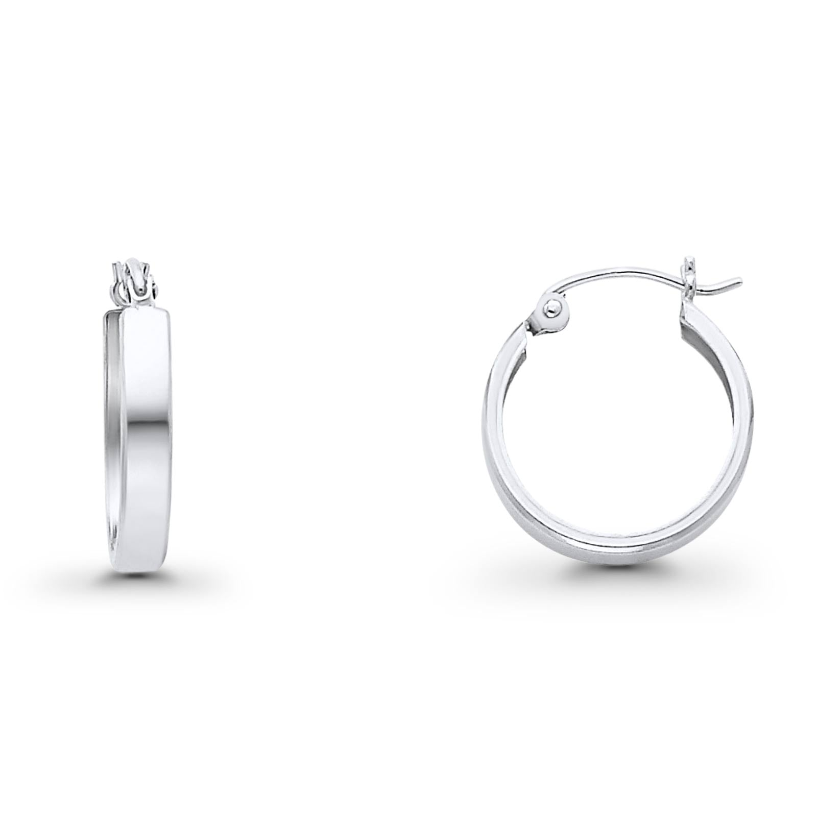 White Gold Real 3mm Plain Beautiful Huggies Earrings Hinged 1gram 15mm 14K