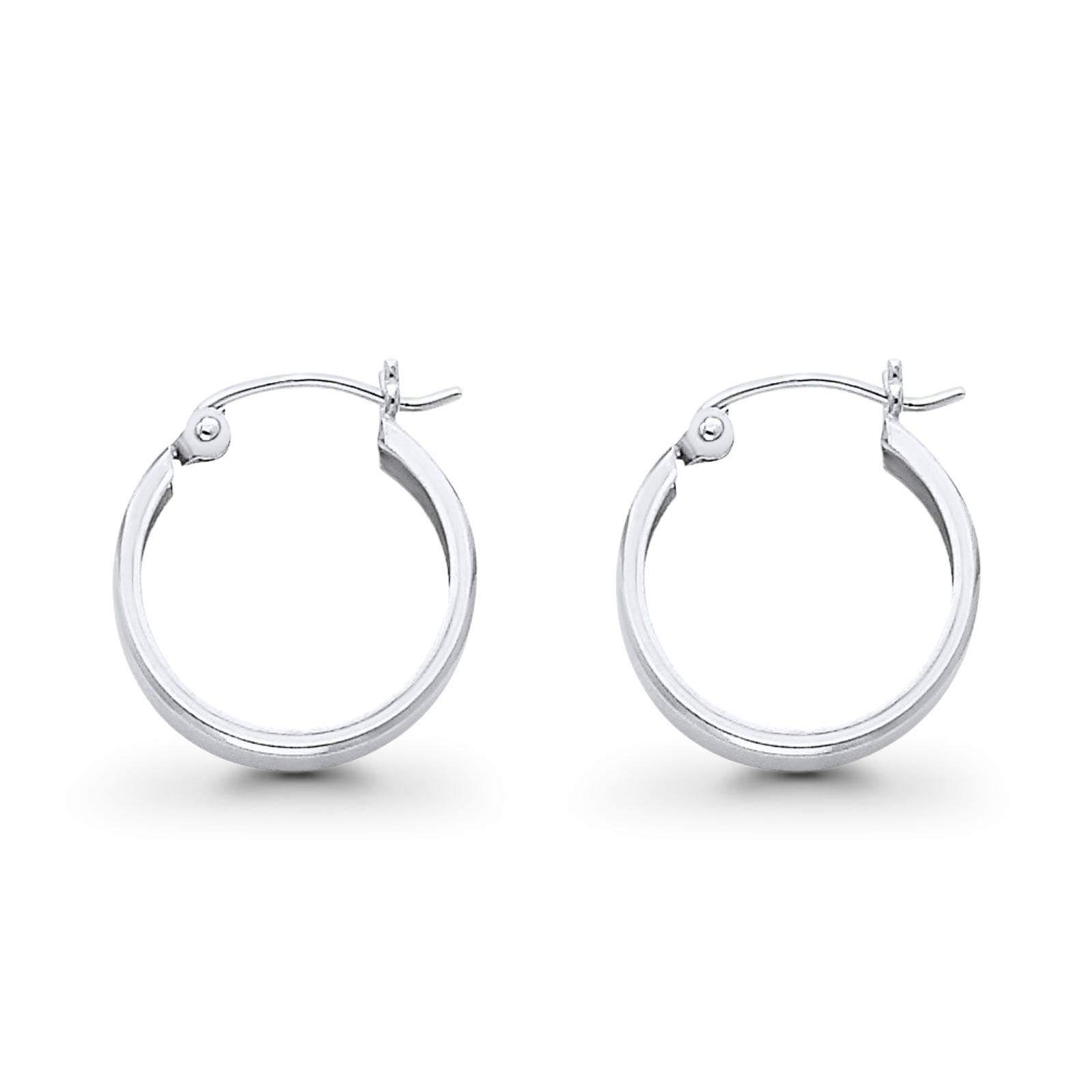 White Gold Real 3mm Plain Beautiful Huggies Earrings Hinged 1gram 15mm 14K