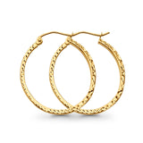 1.4grams 25mm 14K Yellow Gold Real Square Tube Diamond Cut Snap Closure Hoop Earrings