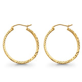 1.4grams 25mm 14K Yellow Gold Real Square Tube Diamond Cut Snap Closure Hoop Earrings
