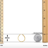 1.4grams 25mm 14K Yellow Gold Real Square Tube Diamond Cut Snap Closure Hoop Earrings