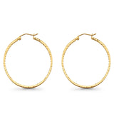 Real 14K Yellow Gold Square Tube Diamond Cut Snap Closure Hoop Earrings 1.6grams 30mm
