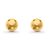 14K Yellow Gold Real 9.5mm Disco Ball Fancy Earrings With Push Back 1.9gms