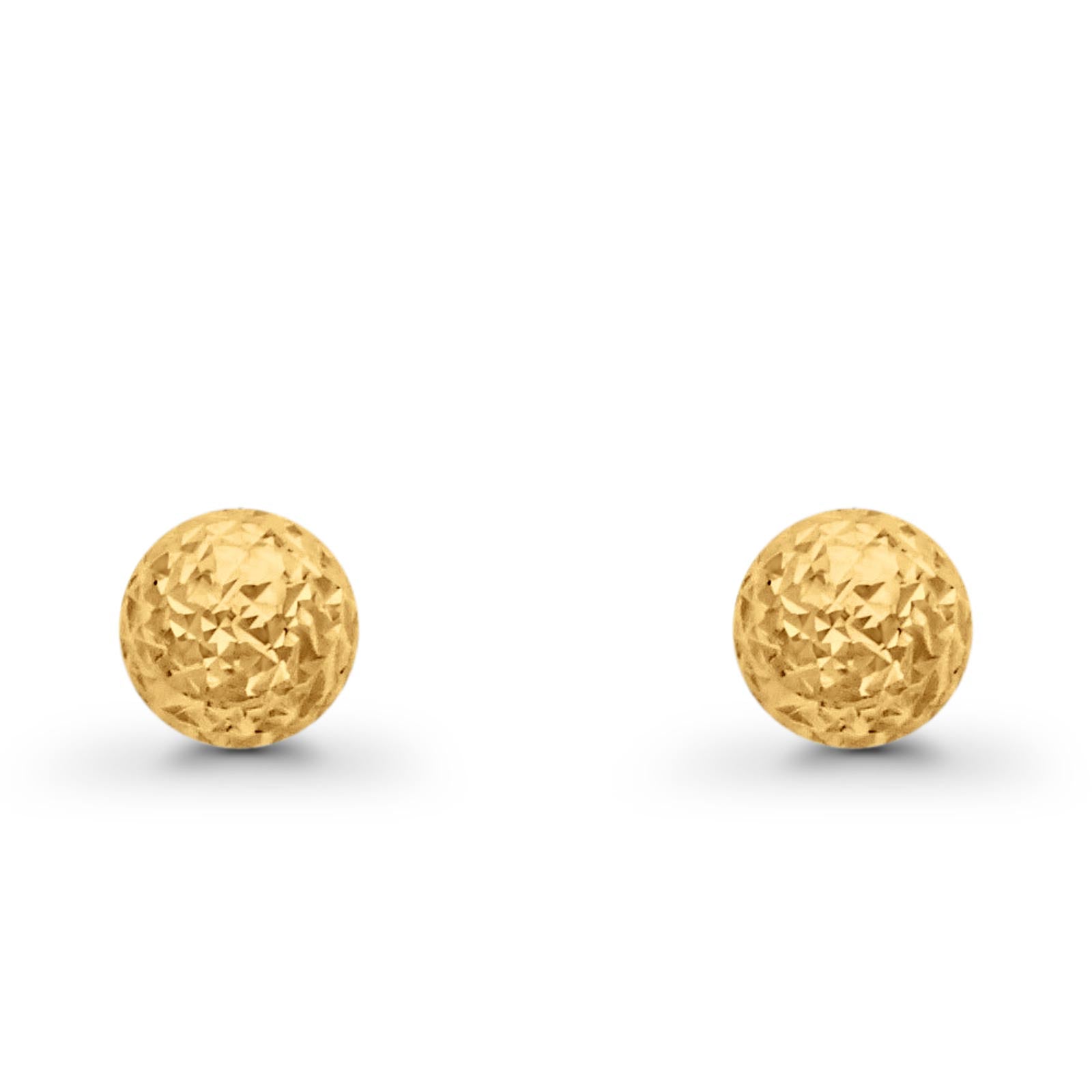 14K Yellow Gold Diamond Cut 8mm Half Ball Earrings With Push Back 1.3grams
