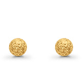14K Yellow Gold Diamond Cut 8mm Half Ball Earrings With Push Back 1.3grams