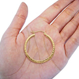 14K Yellow Gold Real 3mm Diamond Cut Snap Closure Hoop Earrings Hinged 2.2grams 30mm