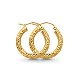 14K Yellow Gold Real 3mm Diamond Cut Snap Closure Hoop Earrings Hinged 1.4grams 20mm