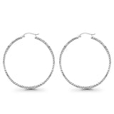 Hollow Hoop Snap Closure Earrings Full Square Tube Diamond Cut 14K White Gold 2.8grams 45mm