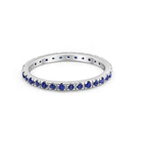 Full Eternity Stackable Band Round Simulated Blue Sapphire CZ Ring 925 Sterling Silver