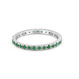 Full Eternity Stackable Band Round Simulated Green Emerald CZ Ring 925 Sterling Silver