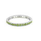 Full Eternity Stackable Band Round Simulated Peridot CZ Ring 925 Sterling Silver