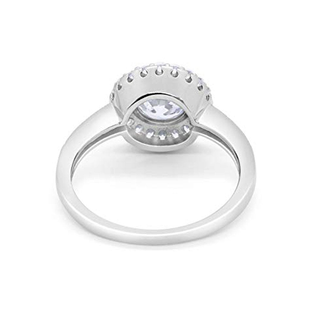 Art Deco Wedding Engagement Ring Round Bezel Simulated Cubic Zirconia 925 Sterling Silver