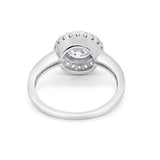 Art Deco Wedding Engagement Ring Round Bezel Simulated Cubic Zirconia 925 Sterling Silver