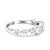 Marquise & Baguette Half Eternity Wedding Band Ring Simulated Cubic Zirconia 925 Sterling Silver