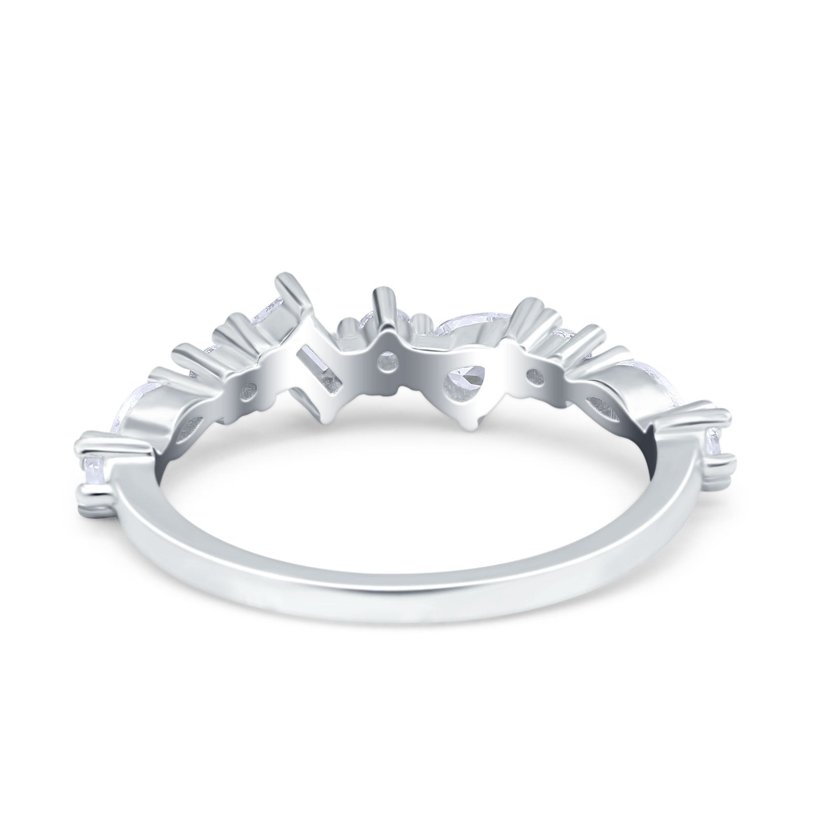 Marquise & Baguette Half Eternity Wedding Band Ring Simulated Cubic Zirconia 925 Sterling Silver