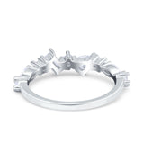 Marquise & Baguette Half Eternity Wedding Band Ring Simulated Cubic Zirconia 925 Sterling Silver