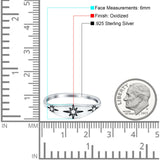 North Star Oxidized Band Solid 925 Sterling Silver Thumb Ring (6mm)