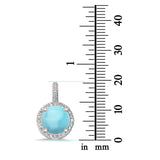 Halo Charm Fashion Jewelry Pendants Round Simulated Larimar CZ 925 Sterling Silver