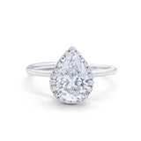 14K White Gold Teardrop Pear Wedding Ring Simulated Cubic Zirconia Size-7